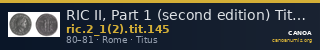 RIC II, Part 1 (second edition) Titus 145 — CANOA