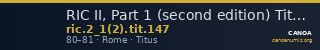 RIC II, Part 1 (second edition) Titus 147 — CANOA