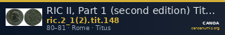 RIC II, Part 1 (second edition) Titus 148 — CANOA