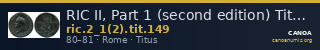 RIC II, Part 1 (second edition) Titus 149 — CANOA