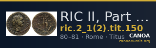 RIC II, Part 1 (second edition) Titus 150 — CANOA