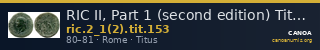 RIC II, Part 1 (second edition) Titus 153 — CANOA