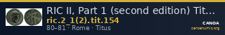 RIC II, Part 1 (second edition) Titus 154 — CANOA