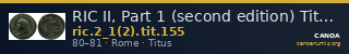 RIC II, Part 1 (second edition) Titus 155 — CANOA