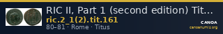 RIC II, Part 1 (second edition) Titus 161 — CANOA