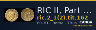 RIC II, Part 1 (second edition) Titus 162 — CANOA