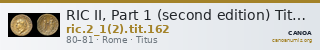 RIC II, Part 1 (second edition) Titus 162 — CANOA