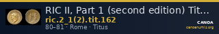 RIC II, Part 1 (second edition) Titus 162 — CANOA