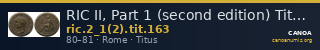 RIC II, Part 1 (second edition) Titus 163 — CANOA
