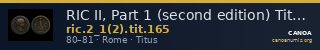 RIC II, Part 1 (second edition) Titus 165 — CANOA