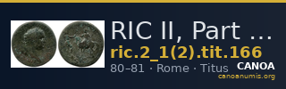 RIC II, Part 1 (second edition) Titus 166 — CANOA
