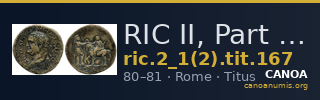 RIC II, Part 1 (second edition) Titus 167 — CANOA
