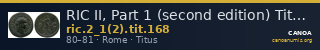 RIC II, Part 1 (second edition) Titus 168 — CANOA