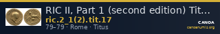 RIC II, Part 1 (second edition) Titus 17 — CANOA