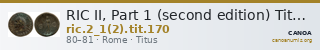 RIC II, Part 1 (second edition) Titus 170 — CANOA
