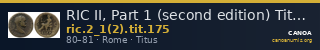 RIC II, Part 1 (second edition) Titus 175 — CANOA