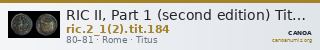 RIC II, Part 1 (second edition) Titus 184 — CANOA