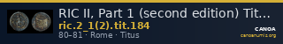 RIC II, Part 1 (second edition) Titus 184 — CANOA