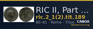 RIC II, Part 1 (second edition) Titus 189 — CANOA