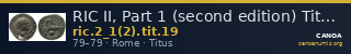 RIC II, Part 1 (second edition) Titus 19 — CANOA
