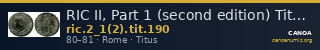 RIC II, Part 1 (second edition) Titus 190 — CANOA