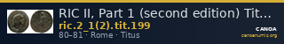 RIC II, Part 1 (second edition) Titus 199 — CANOA