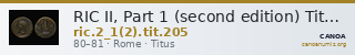 RIC II, Part 1 (second edition) Titus 205 — CANOA