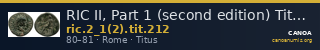 RIC II, Part 1 (second edition) Titus 212 — CANOA