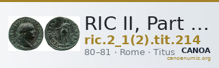 RIC II, Part 1 (second edition) Titus 214 — CANOA