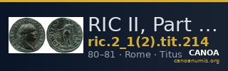 RIC II, Part 1 (second edition) Titus 214 — CANOA
