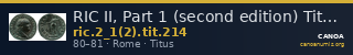 RIC II, Part 1 (second edition) Titus 214 — CANOA
