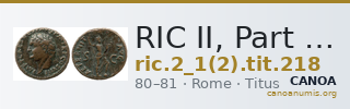RIC II, Part 1 (second edition) Titus 218 — CANOA
