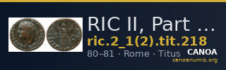 RIC II, Part 1 (second edition) Titus 218 — CANOA