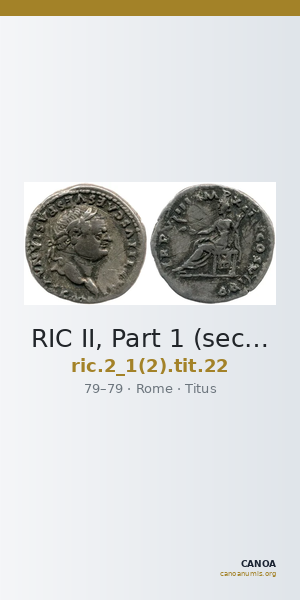 RIC II, Part 1 (second edition) Titus 22 — CANOA