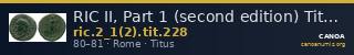 RIC II, Part 1 (second edition) Titus 228 — CANOA