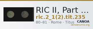 RIC II, Part 1 (second edition) Titus 235 — CANOA