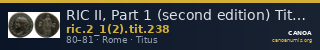 RIC II, Part 1 (second edition) Titus 238 — CANOA