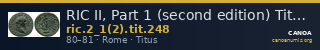 RIC II, Part 1 (second edition) Titus 248 — CANOA
