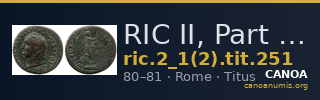 RIC II, Part 1 (second edition) Titus 251 — CANOA