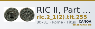 RIC II, Part 1 (second edition) Titus 255 — CANOA