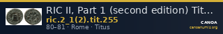 RIC II, Part 1 (second edition) Titus 255 — CANOA