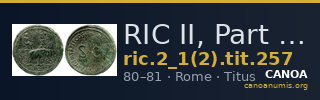 RIC II, Part 1 (second edition) Titus 257 — CANOA