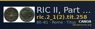RIC II, Part 1 (second edition) Titus 258 — CANOA