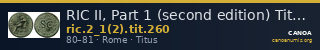 RIC II, Part 1 (second edition) Titus 260 — CANOA