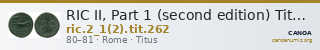RIC II, Part 1 (second edition) Titus 262 — CANOA