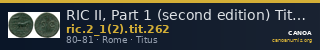 RIC II, Part 1 (second edition) Titus 262 — CANOA