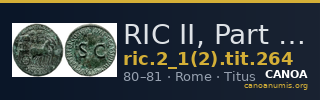 RIC II, Part 1 (second edition) Titus 264 — CANOA