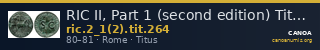 RIC II, Part 1 (second edition) Titus 264 — CANOA
