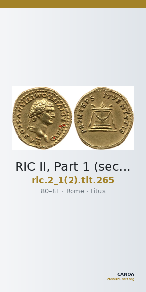 RIC II, Part 1 (second edition) Titus 265 — CANOA