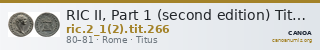 RIC II, Part 1 (second edition) Titus 266 — CANOA
